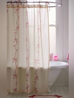 Urban Outfitters Red Lacey Bows Ribbon Coquette Shower Curtain